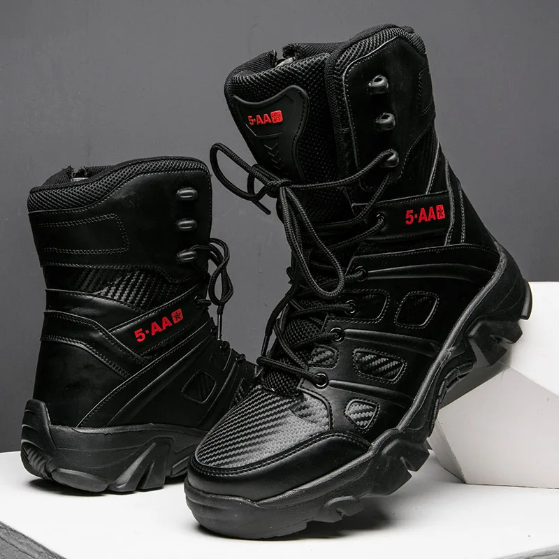 Bottes de l'armée imperméables pour hommes, chaussures de travail dans le désert, escalade, randonnée, rinçage, extérieur, grande taille, 47