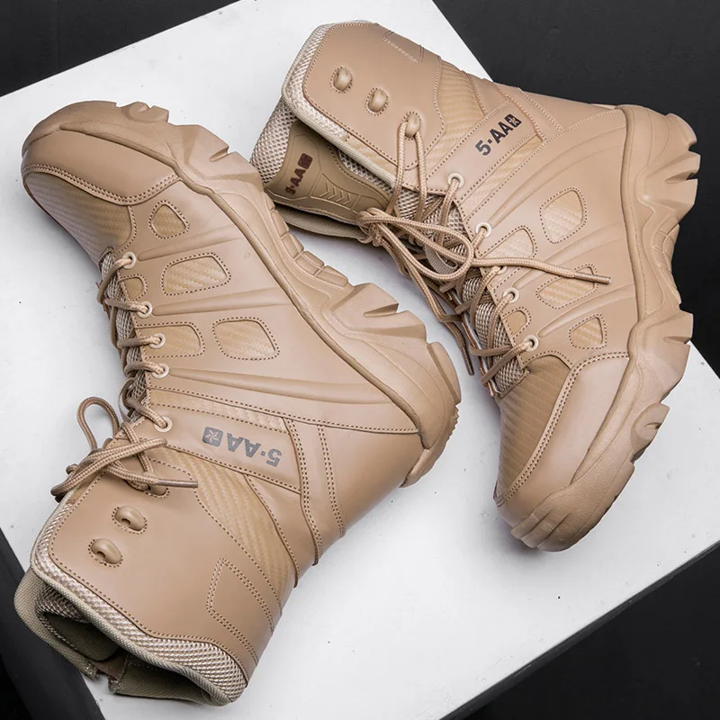 Bottes de l'armée imperméables pour hommes, chaussures de travail dans le désert, escalade, randonnée, rinçage, extérieur, grande taille, 47