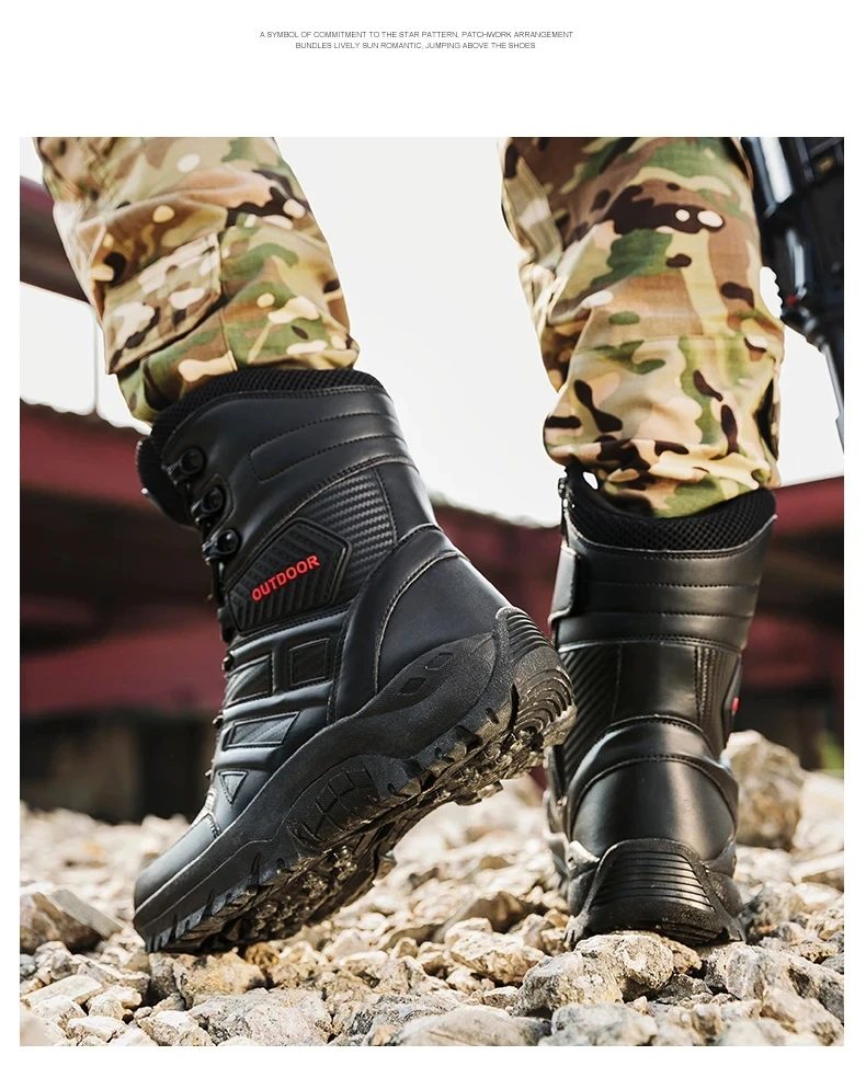 Bottes en cuir montantes pour hommes, bottes respirantes, chaussures de plein air, randonnée, rinçage, haute qualité, marque
