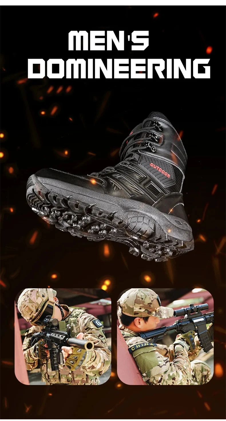 Bottes en cuir montantes pour hommes, bottes respirantes, chaussures de plein air, randonnée, rinçage, haute qualité, marque