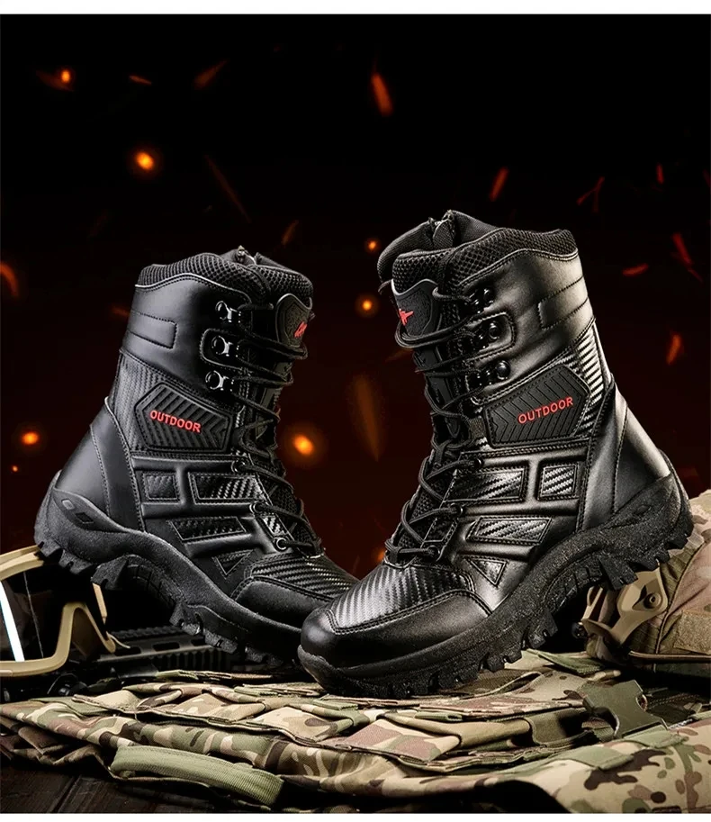 Bottes en cuir montantes pour hommes, bottes respirantes, chaussures de plein air, randonnée, rinçage, haute qualité, marque