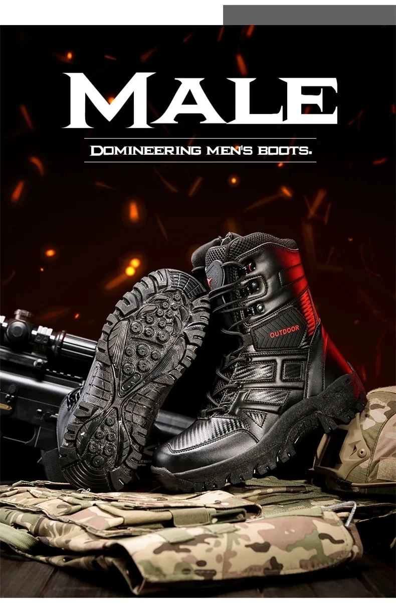 Bottes en cuir montantes pour hommes, bottes respirantes, chaussures de plein air, randonnée, rinçage, haute qualité, marque