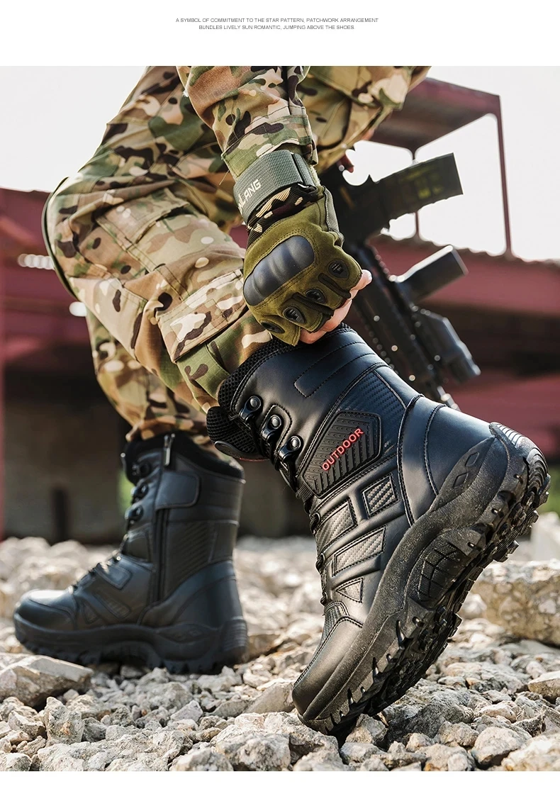 Bottes en cuir montantes pour hommes, bottes respirantes, chaussures de plein air, randonnée, rinçage, haute qualité, marque