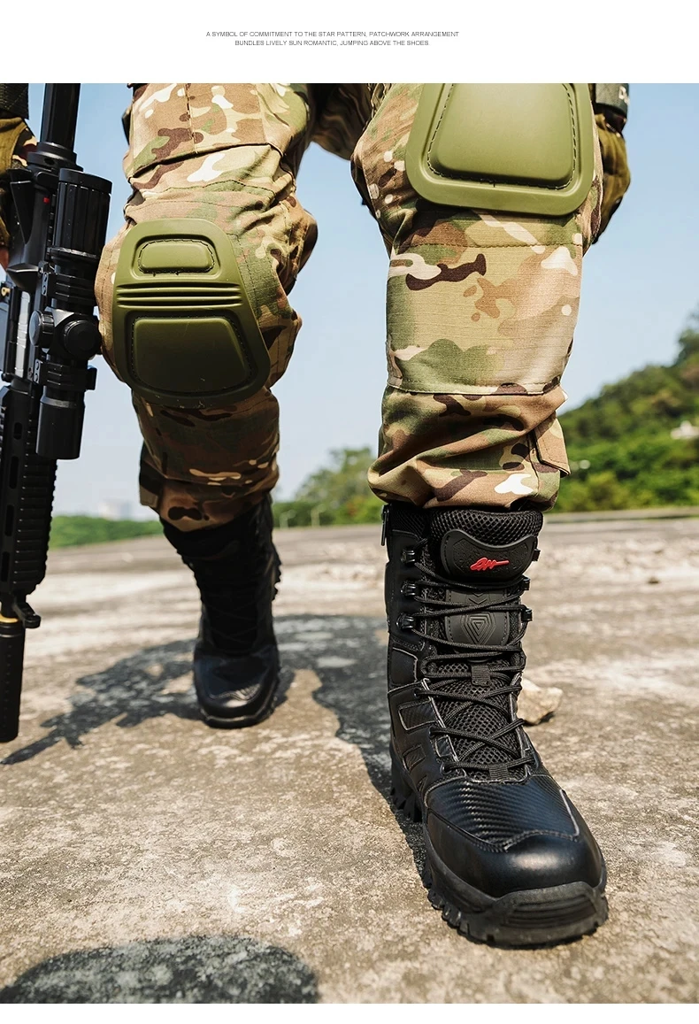 Bottes en cuir montantes pour hommes, bottes respirantes, chaussures de plein air, randonnée, rinçage, haute qualité, marque