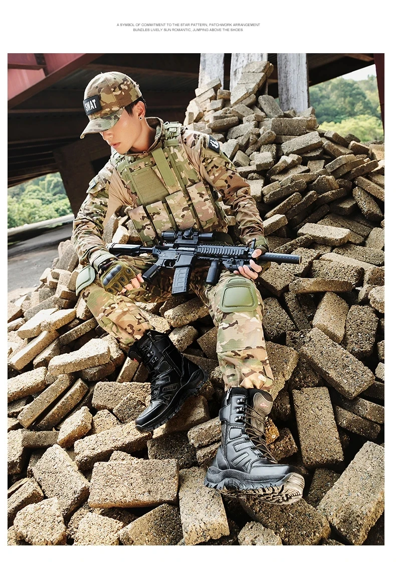 Bottes en cuir montantes pour hommes, bottes respirantes, chaussures de plein air, randonnée, rinçage, haute qualité, marque
