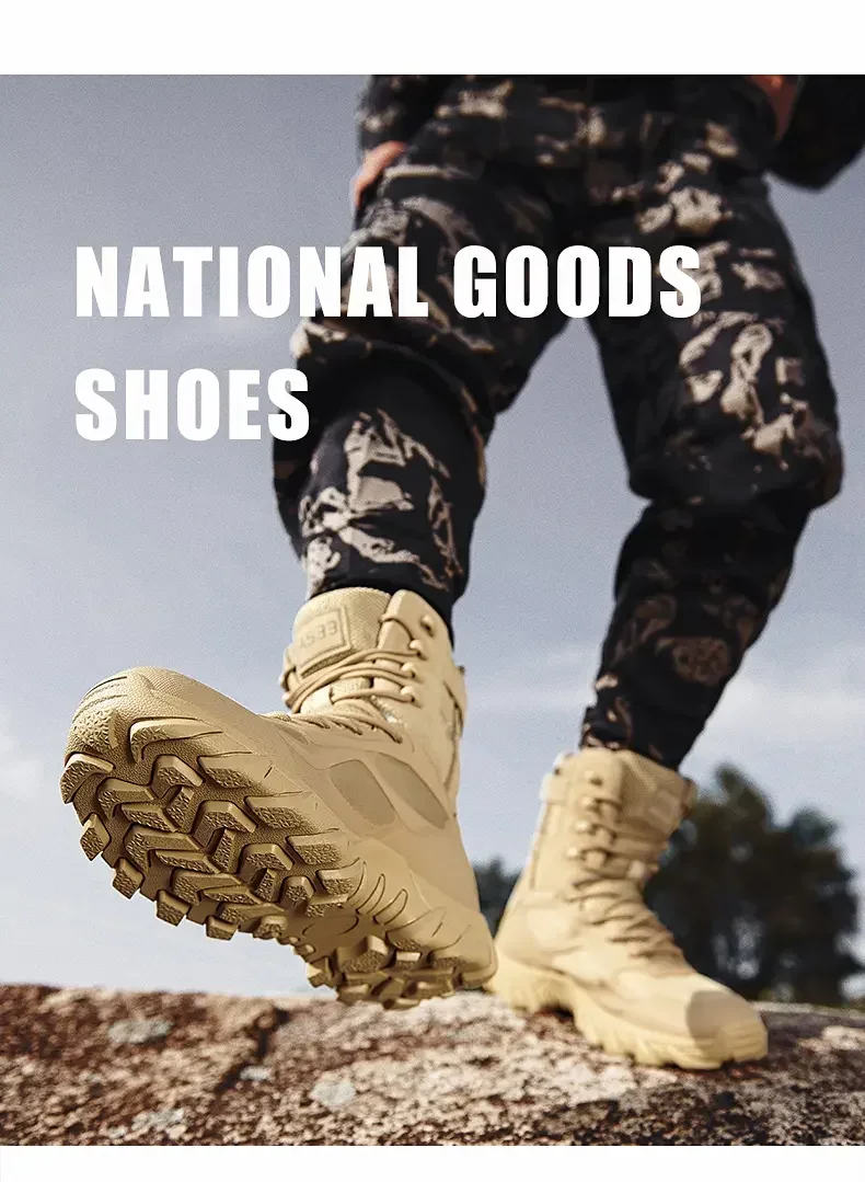 Bottes de l'armée imperméables pour hommes, chaussures de sécurité pour le travail dans le désert, chaussures d'escalade et de randonnée, bottes d'extérieur de rinçage Bottes de l'armée imperméables pour hommes, chaussures de sécurité pour le travail dans le désert, chaussures d'escalade et de randonnée, bottes d'extérieur de rinçage