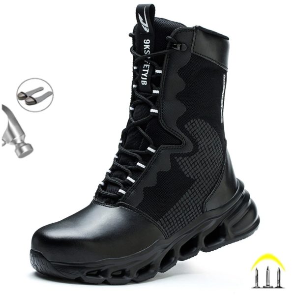 Bottes de sécurité en acier anti-écrasement pour hommes, bottes de travail militaires, capuchon Parker, chaussures de sécurité, nouvelle mode, 2024