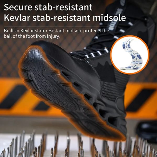 Bottes de sécurité en acier anti-écrasement pour hommes, bottes de travail militaires, capuchon Parker, chaussures de sécurité, nouvelle mode, 2024 – Image 3