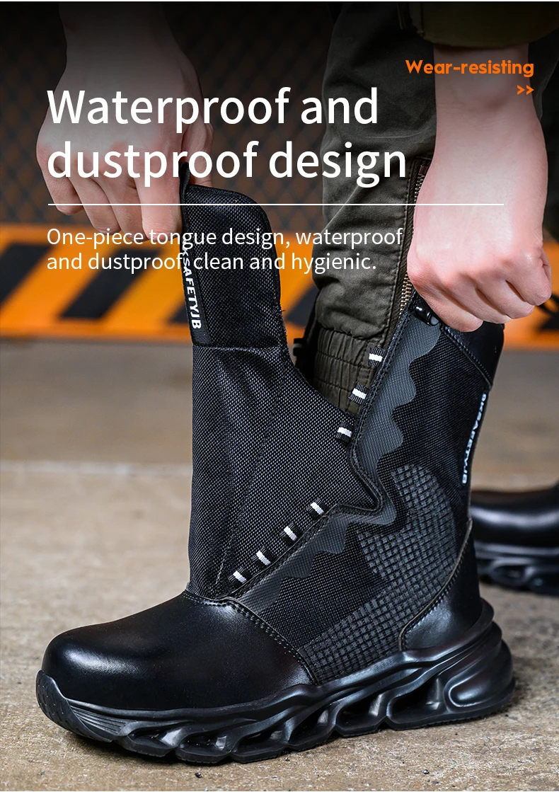 Bottes de sécurité en acier anti-écrasement pour hommes, bottes de travail militaires, capuchon Parker, chaussures de sécurité, nouvelle mode, 2024 Bottes de sécurité en acier anti-écrasement pour hommes, bottes de travail militaires, capuchon Parker, chaussures de sécurité, nouvelle mode, 2024