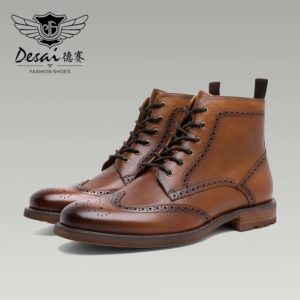 Desai-Bottes Brogue en Cuir group pour Homme, Chaussures Doublées Souriantes, à la Mode, Chaudes, Grande Taille, Décontractées, à Lacets, Fermeture Éclair, Cadeaux, Nouvelle Collection