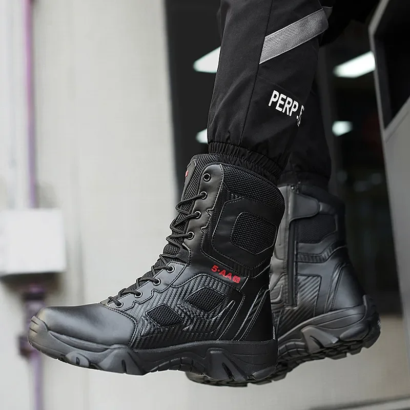 Bottes de moto noires pour hommes, baskets masculines, zones de maintien, baskets militaires