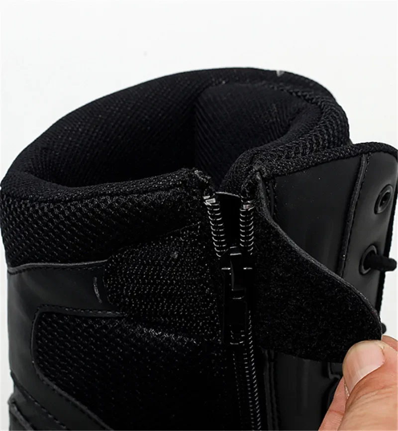 Bottes de moto noires pour hommes, baskets masculines, zones de maintien, baskets militaires