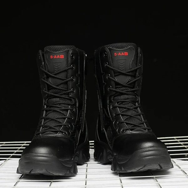 Bottes de moto noires pour hommes, baskets masculines, zones de maintien, baskets militaires – Image 3