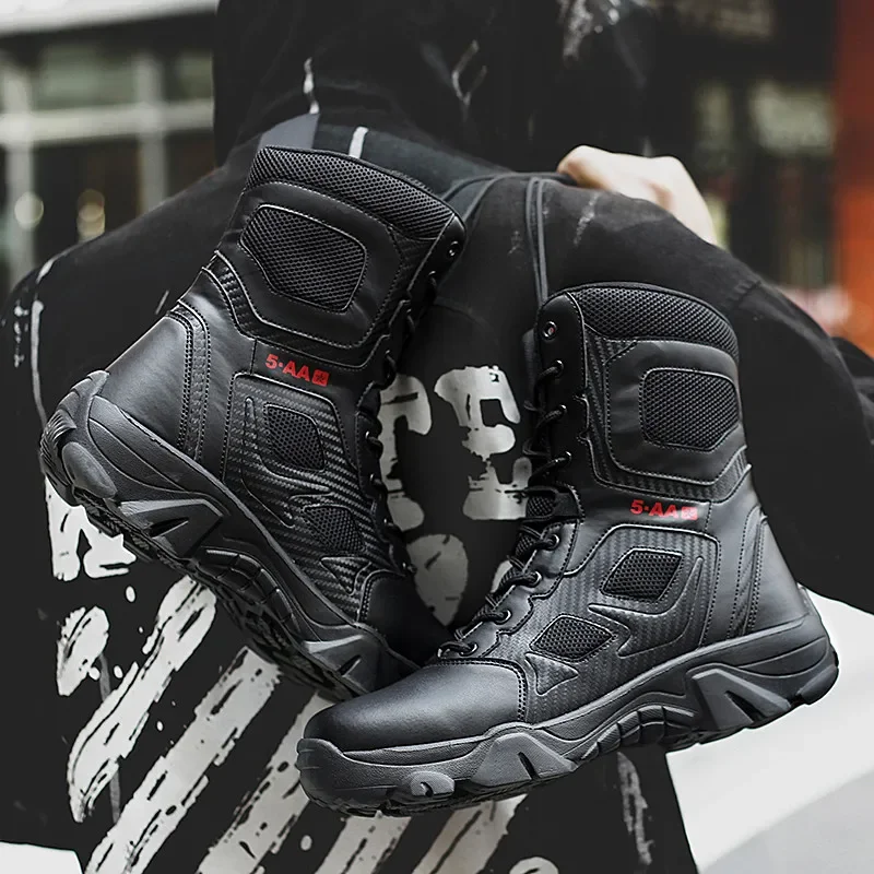 Bottes de moto noires pour hommes, baskets masculines, zones de maintien, baskets militaires