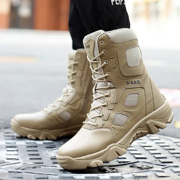 Bottes de moto noires pour hommes, baskets masculines, zones de maintien, baskets militaires – Image 4