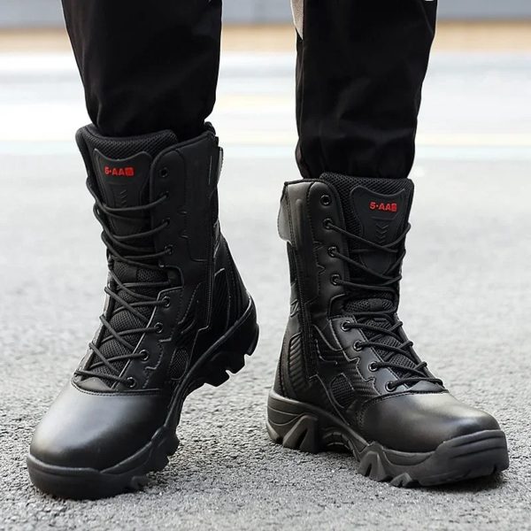 Bottes de moto noires pour hommes, baskets masculines, zones de maintien, baskets militaires – Image 2