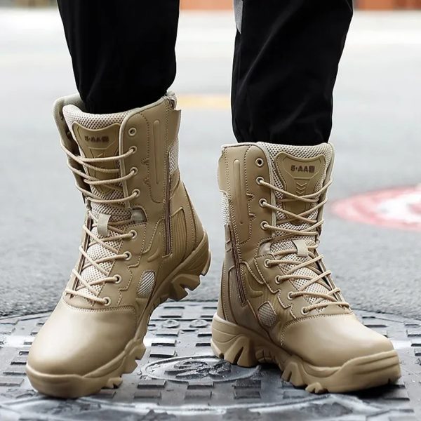 Bottes de moto noires pour hommes, baskets masculines, zones de maintien, baskets militaires – Image 6
