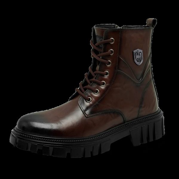 Bottes en cuir véritable pour hommes, style haut, automne et hiver, noir classique, marron, extérieur, qualité, chaussures à l'offre elles optiques pour adultes, nouveau – Image 3