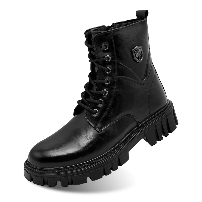 Bottes en cuir véritable pour hommes, style haut, automne et hiver, noir classique, marron, extérieur, qualité, chaussures à l'offre elles optiques pour adultes, nouveau