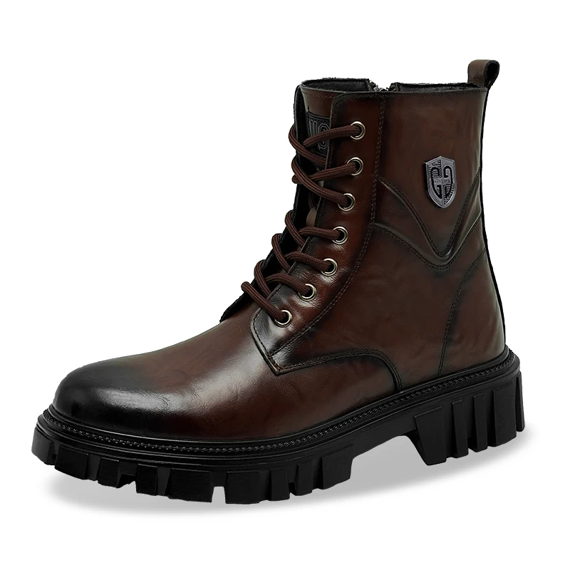 Bottes en cuir véritable pour hommes, style haut, automne et hiver, noir classique, marron, extérieur, qualité, chaussures à l'offre elles optiques pour adultes, nouveau