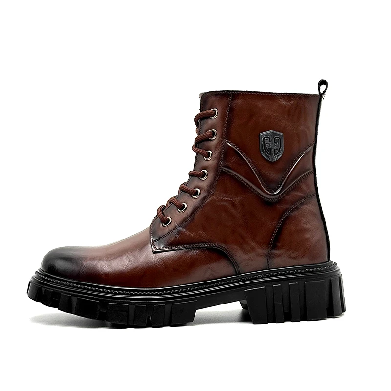 Bottes en cuir véritable pour hommes, style haut, automne et hiver, noir classique, marron, extérieur, qualité, chaussures à l'offre elles optiques pour adultes, nouveau