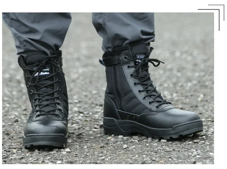 Bottes de randonnée militaires coordonnantes imperméables noires pour hommes, chaussures de randonnée en plein air, chaussures hautes performances