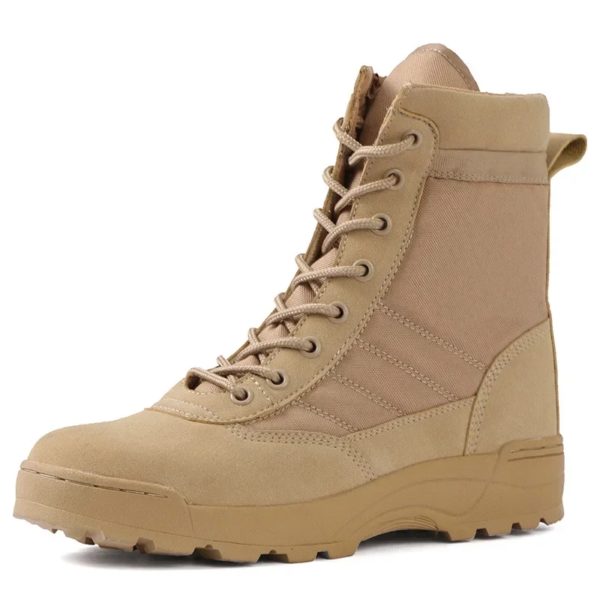 Bottes de randonnée militaires coordonnantes imperméables noires pour hommes, chaussures de randonnée en plein air, chaussures hautes performances – Image 2