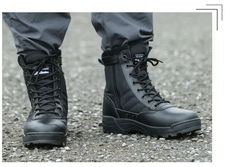 Bottes de randonnée militaires coordonnantes imperméables noires pour hommes, chaussures de randonnée en plein air, chaussures hautes performances