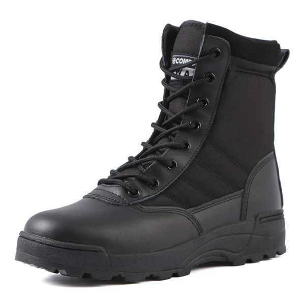 Bottes de randonnée militaires coordonnantes imperméables noires pour hommes, chaussures de randonnée en plein air, chaussures hautes performances