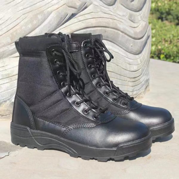 Bottes de randonnée militaires coordonnantes imperméables noires pour hommes, chaussures de randonnée en plein air, chaussures hautes performances – Image 3