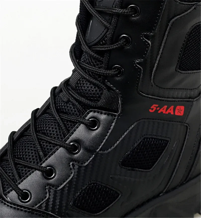 Bottes militaires en cuir pour hommes, chaussures décontractées, bottes de l'armée SWAT, bottes de skip de rinçage de moto, bottes noires, zones bre