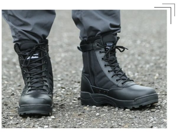 Bottes de randonnée en plein air noires pour hommes, chaussures de sécurité de travail, chaussures de rinçage, adaptées au saut du désert, mode spéciale – Image 6