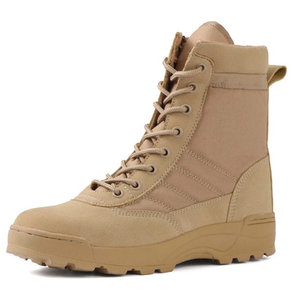 Bottes de randonnée en plein air noires pour hommes, chaussures de sécurité de travail, chaussures de rinçage, adaptées au saut du désert, mode spéciale – Image 5