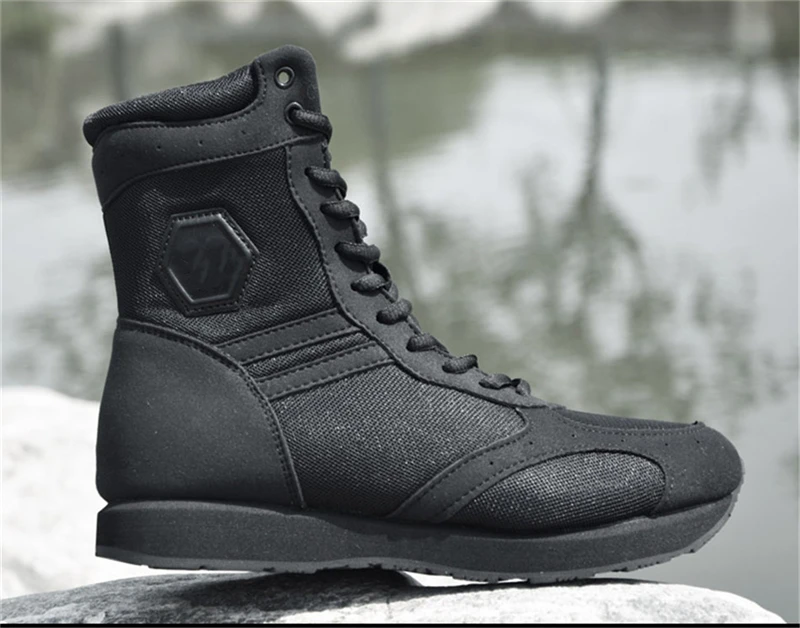 Chaussures de randonnée ultra-légères pour hommes, botte militaire respirante, bottes d'entraînement de soldat de l'armée, botte militaire légère, botte noire, été Chaussures de randonnée ultra-légères pour hommes, botte militaire respirante, bottes d'entraînement de soldat de l'armée, botte militaire légère, botte noire, été