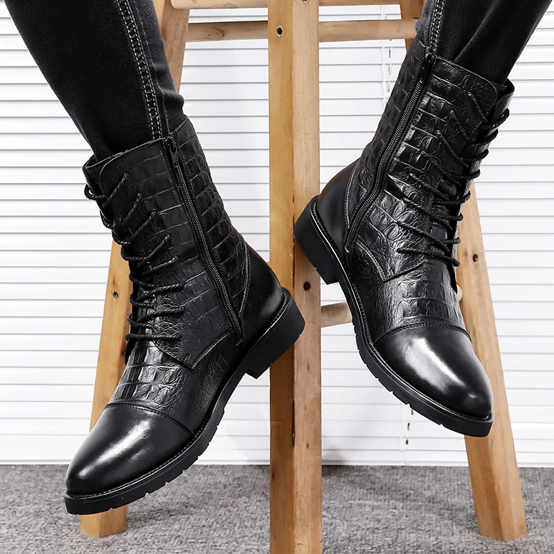Bottes de moto en cuir noir carillon pour hommes, bottes de saut, chaussures décontractées, coordonnantes, DulArmy, haute qualité