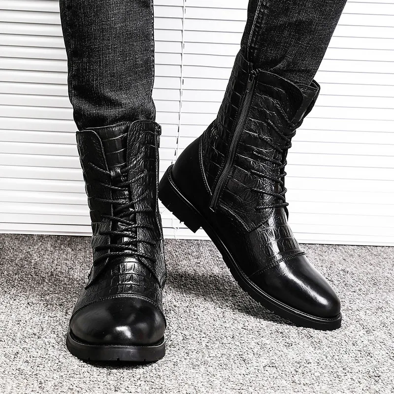 Bottes de moto en cuir noir carillon pour hommes, bottes de saut, chaussures décontractées, coordonnantes, DulArmy, haute qualité