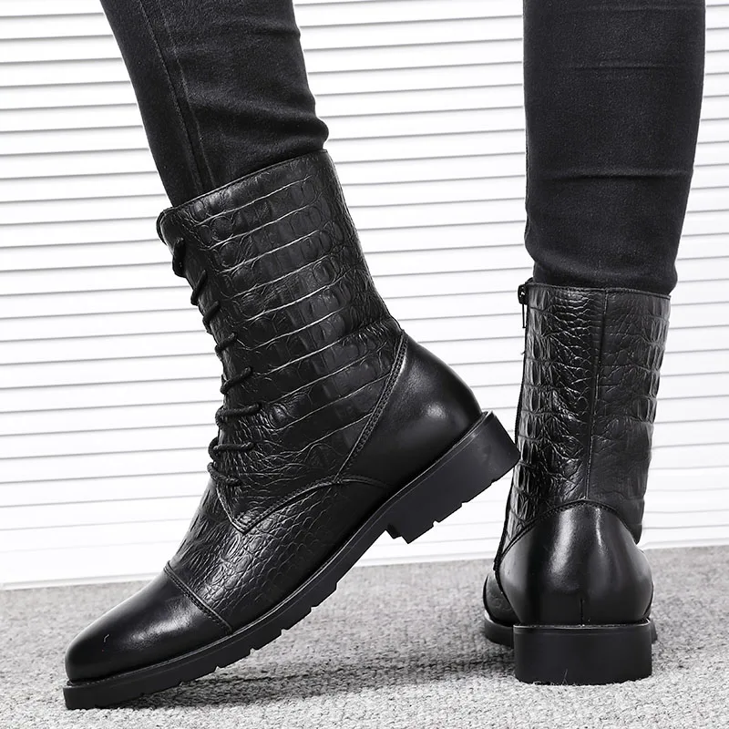 Bottes de moto en cuir noir carillon pour hommes, bottes de saut, chaussures décontractées, coordonnantes, DulArmy, haute qualité