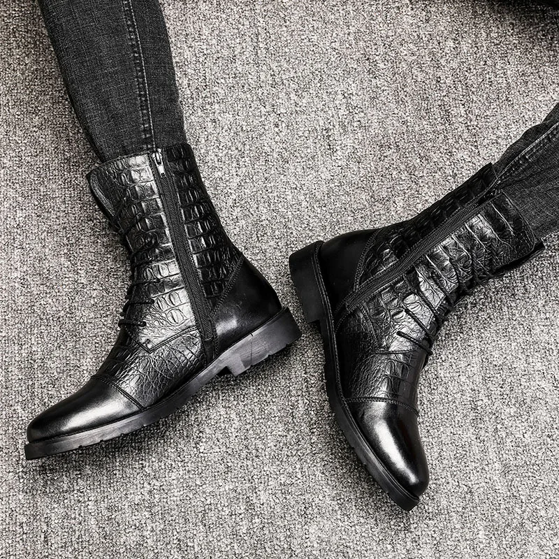 Bottes de moto en cuir noir carillon pour hommes, bottes de saut, chaussures décontractées, coordonnantes, DulArmy, haute qualité