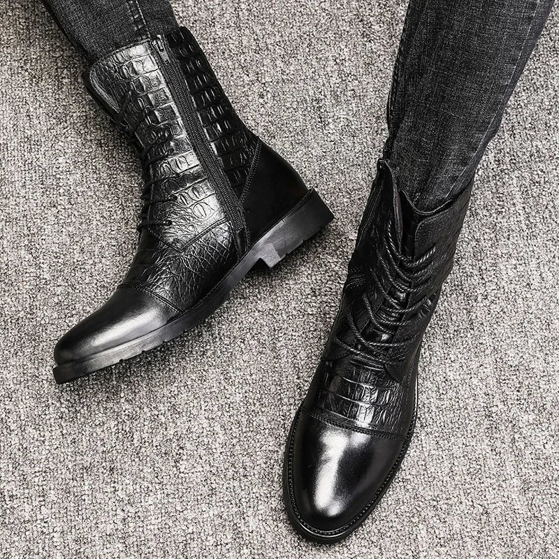 Bottes de moto en cuir noir carillon pour hommes, bottes de saut, chaussures décontractées, coordonnantes, DulArmy, haute qualité