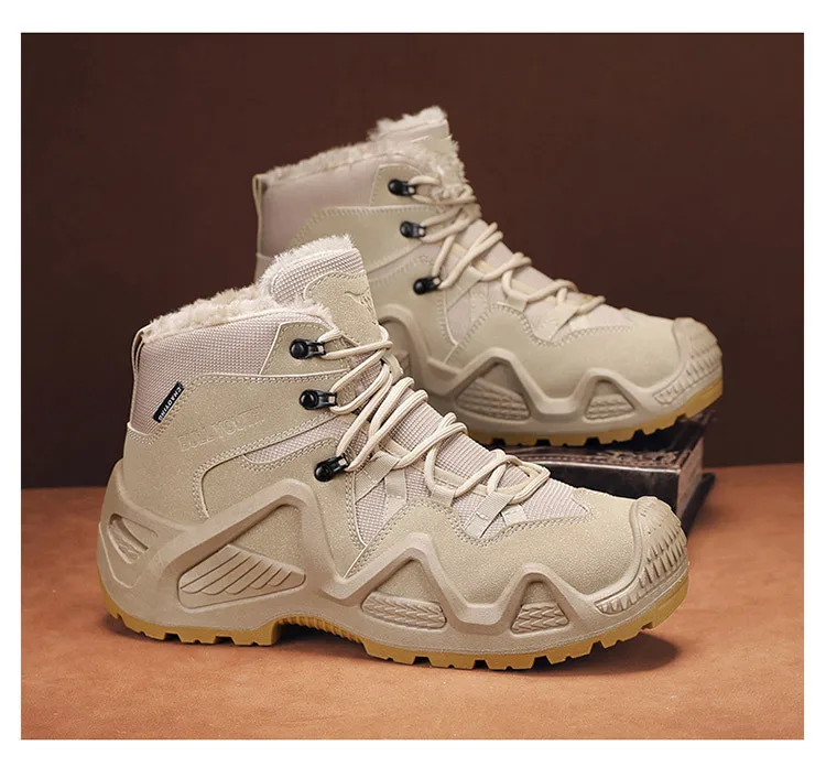Bottes de randonnée en plein air pour hommes, chaussures de neige résistantes à l'usure, bottes de saut du désert anti-ald, document solide, chaud