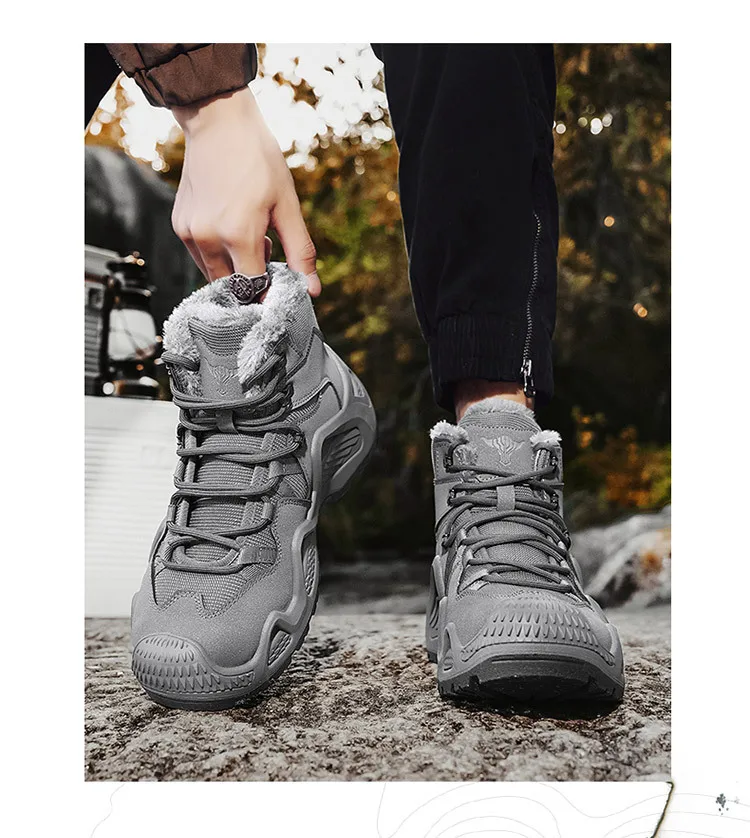 Bottes de randonnée en plein air pour hommes, chaussures de neige résistantes à l'usure, bottes de saut du désert anti-ald, document solide, chaud