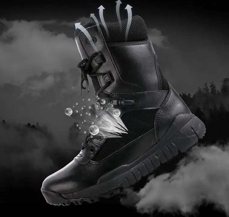 Bottes Militaires Antidérapantes pour Homme, Chaussures Décontractées, Couleur Unie, Noir et Marron, Printemps et Été