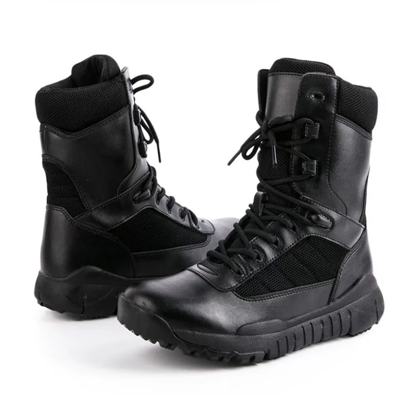 Bottes Militaires Antidérapantes pour Homme, Chaussures Décontractées, Couleur Unie, Noir et Marron, Printemps et Été