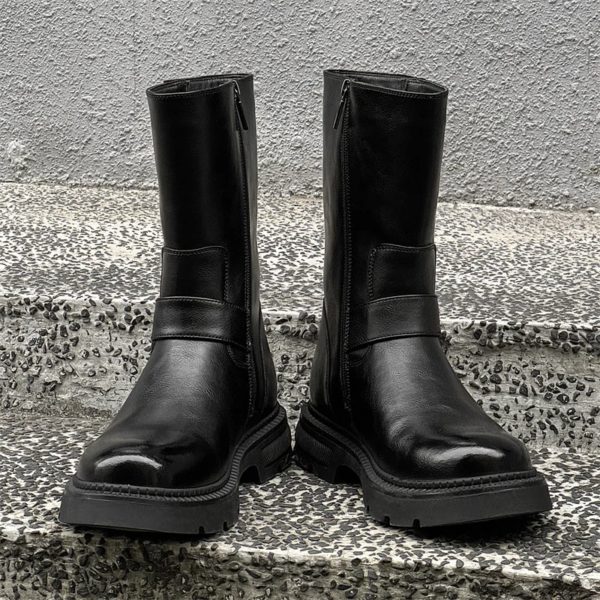Chaussures en cuir faites à la main pour hommes, bottes de rinçage d'outillage, bottes de moto d'affaires, bottes militaires noires, vintage, britannique, haute qualité, nouveau – Image 2
