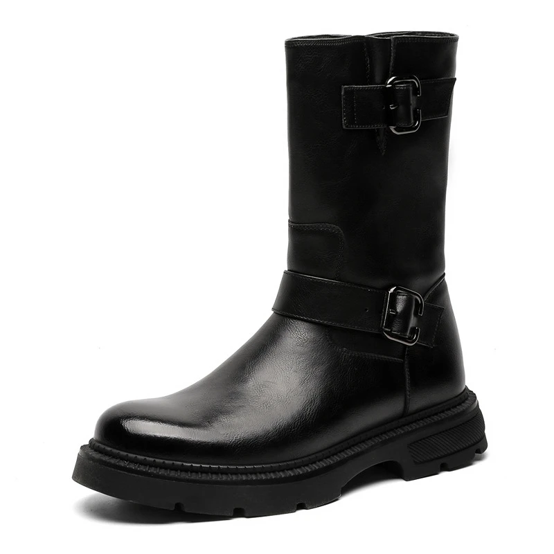 Chaussures en cuir faites à la main pour hommes, bottes de rinçage d'outillage, bottes de moto d'affaires, bottes militaires noires, vintage, britannique, haute qualité, nouveau