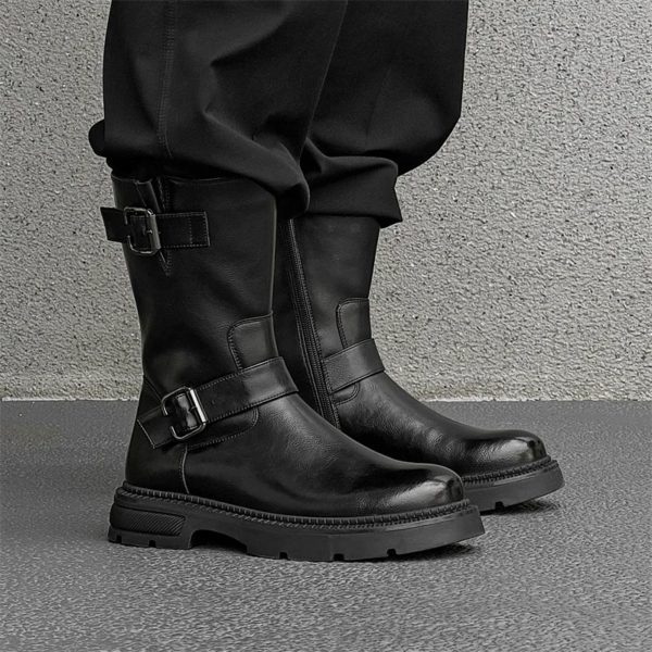 Chaussures en cuir faites à la main pour hommes, bottes de rinçage d'outillage, bottes de moto d'affaires, bottes militaires noires, vintage, britannique, haute qualité, nouveau – Image 4