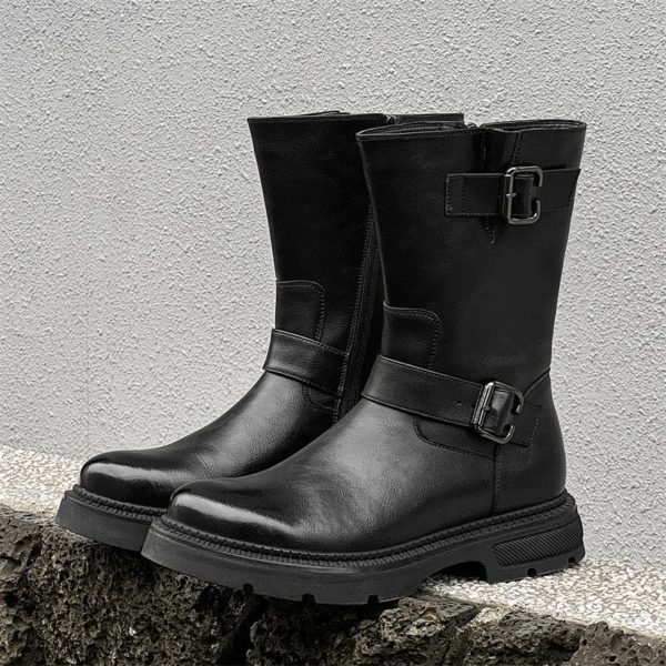 Chaussures en cuir faites à la main pour hommes, bottes de rinçage d'outillage, bottes de moto d'affaires, bottes militaires noires, vintage, britannique, haute qualité, nouveau