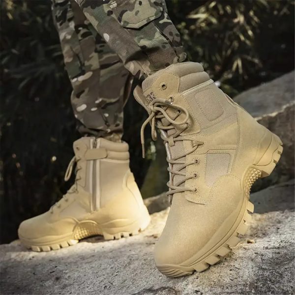 Nonald-Bottes de randonnée en cuir véritable pour hommes, Chaussures de créateurs, Baskets pour hommes, dehors, 4 ans à 12 ans, Hospitalité – Image 2