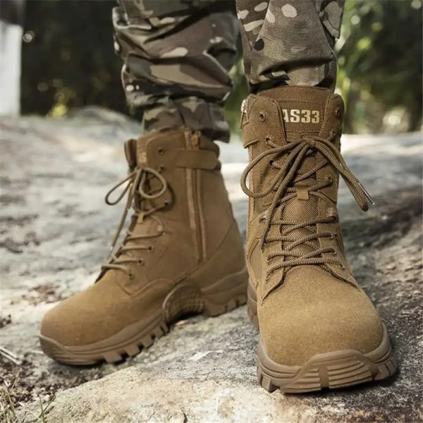 Nonald-Bottes de randonnée en cuir véritable pour hommes, Chaussures de créateurs, Baskets pour hommes, dehors, 4 ans à 12 ans, Hospitalité – Image 4