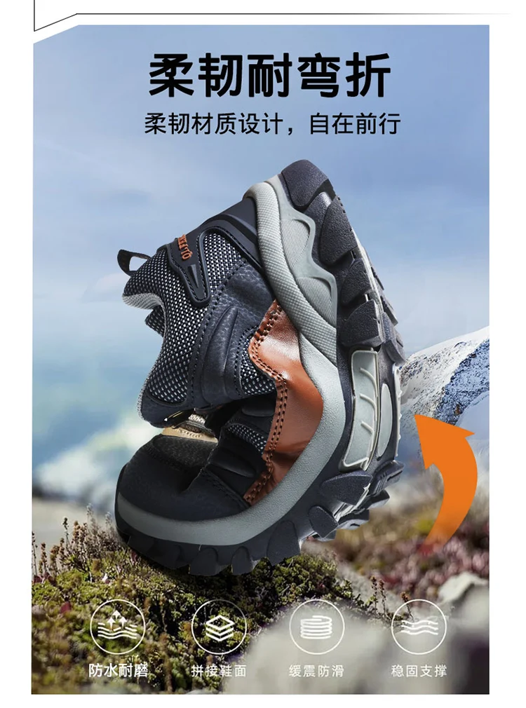 Bottes tactiques de Combat d'automne pour hommes, baskets chaudes en fourrure de neige, rembourrées, de Trekking noires, imperméables, en cuir